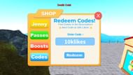 "Invalid Code!" error in Nen Fighting Simulator (Image via Roblox)